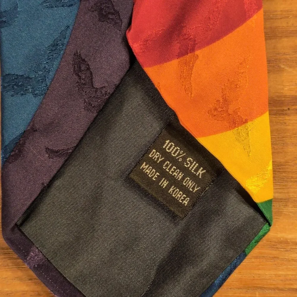 Eagles Wings Tie Mens One Size Multicolor Rooster Cross Christian Silk Striped